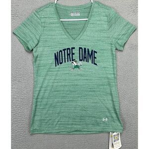 Notre Dame Fighting Irish‎ Shirt Womens Medium HeatGear Green Under Armour NEW